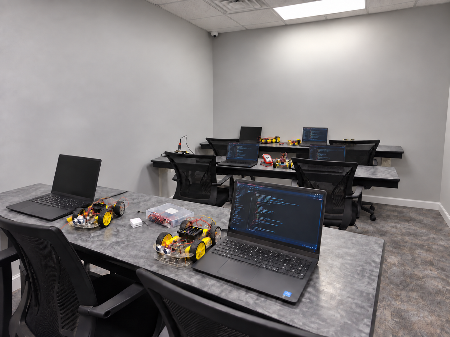 Creative Lab classroom with computers and project workspaces